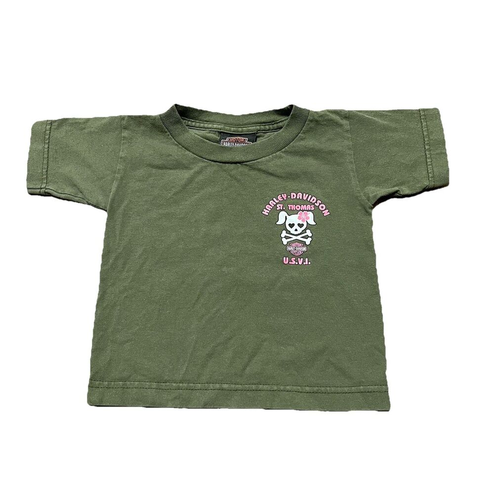 Harley-Davidson St. Thomas U.S.V.I. Girls T Shirt Size 2T Skull 100% Cotton